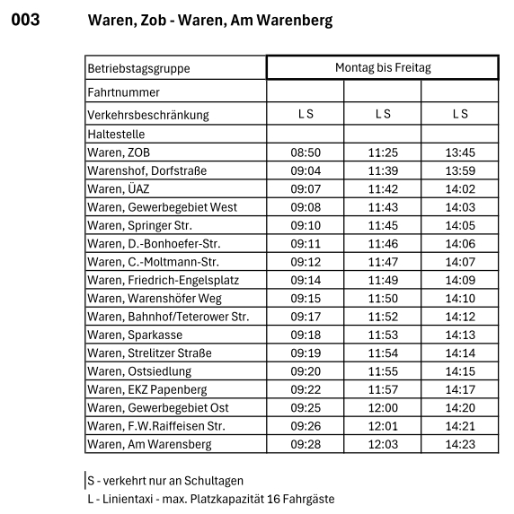 Linie 3 - Rückfahrt Linie 3 - Rückfahrt
